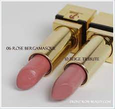 10 Beige Tribute And 06 Rose Bergamasque Side By Side Ysl Makeup Lipstick Ysl Makeup Ysl Makeup Foundation
