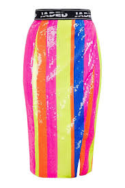 Neon Sequin Stripe Midi Skirt By Jaded London Striped Midi Skirt Jaded London Sequin Midi Skirt