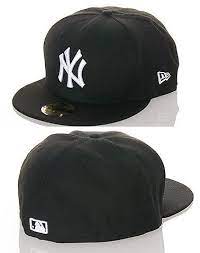 New York Yankee Mlb Fitted Cap Black New Era Black Accessories Ny Logo New Era