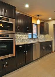 Love The Mocha Color Of Cabinets Stainless Steel Appliances Shaker Kitchen Cabinets Home Kitchens Kitchen Cabinets
