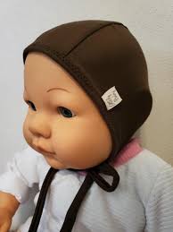 Brown Baby Pilot Hat, Giddy Baby Hat, Hat With Ties or Snaps, Hearing Aid  Hat, Size NB-36 Mo, Mesh Pilot Hat-brushed Poly Spandex