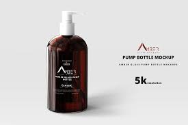 Free Psd Mockup Amber Glass Pump Bottle Mockup Psd Mockup Bottle Mockup Cosmetics Mockup Amber Glass