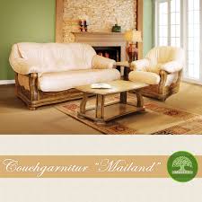 Mailand Polstermobel Couchgarnitur Im Italienischen Design Leder Beige Natureiche Couch Mit Schlaffunktion Sessel Couchgarnitur