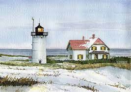This lighthouse is visible from p'town, but the adventurous can hike out to the point. Race Point Lighthouse Provincetown Cape Cod Massachusetts Watercolor Art Prints Home Decor Posters Prints Home Garden
