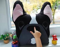 Black And White Bulldog Stuffed Animal Buzz Black Gray White French Bulldog Stuffed Toy Frenchie Pattern Pillow Ooak 4pawsfashion White French Bulldogs French Bulldog Bulldog