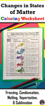 Changes In States Of Matter Coloring Worksheet States Of Matter Science Worksheets Matter Science