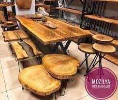 mozilya alaca dogal kutuk agac masa mozilya alaca natural wood table mobilya ahsap tabela dekor