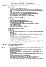 Entertainment Manager Resume Samples Velvet Jobs