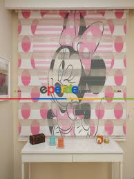 Kiz Cocuk Odasi Perdesi Minnie Mouse Zebra Perde Ozel U V Baski Zebra Perde Baski
