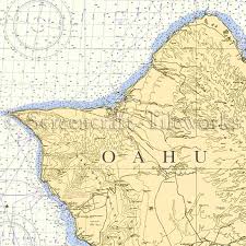 Hawaii Waianae Oahu Nautical Chart Decor
