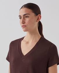 T-shirt col V en lin SARAH wine