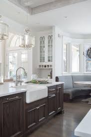 painted white kitchen with dark wood