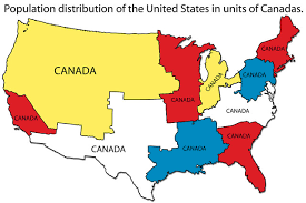 Map Of The Population Distribution Of The United States Measured In Canadas This article includes a sortable table listing the 50 states, the territories, and the district of columbia by population density, population rank.