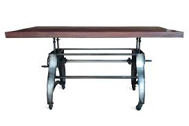 Check spelling or type a new query. Industrial Dining Table Adjustable Crank Base Casters Rustic Natural Rustic Deco Incorporated