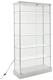 Glass Display Cabinet 4 Hidden Casters 2 Led Lights