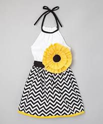Black And Yellow Outfits For Kids Yellow Black Chevron Flower Dress Infant Toddler Girls Black Kids Fashion Toddler Girl Girl Outfits
