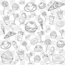 Fast Food Seamless Background With Ice Cream Burger Chocolate Pizza French Fries Sweets Vector Pattern Dessert Clipart Cold Drink Candy Png And Vector With T Chocolate Pizza Pizza Fries French Fries