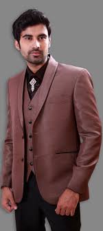 Contemposuits.com offers mens 3 button suits for work,church or weddings in solid colors and 2 piece 3 button men suits in stripes starting at $79. 502735 Beige And Brown Color Brocade Silk Fabric 3 Piece Suit With Shirt