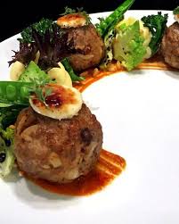 A rissole (from latin russeolus, meaning reddish, via french in which rissoler means to redden) is a small patty enclosed in pastry, or rolled in breadcrumbs, usually baked or deep fried. Rich Knott On Instagram Lamb Meatballs Plating Video Recipe And Full Video Available On My Youtube Channel Link In My Lamb Meatballs Recipes Food Videos