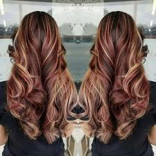 Red Hair Brown Hair Blonde Highlights Burgundy Hair Color Fall Hair Long Hair Curls Vistabellesalon Burgundy Blonde Hair Burgundy Hair Long Hair Styles