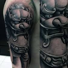Generally, foo dogs are paired together; 100 Foo Dog Tattoo Designs For Men Chinese Gaurdian Lions Tattoo Designs Men Foo Dog Tattoo Dog Tattoo