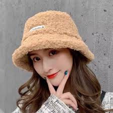 Autumn Winter Plush Bucket Hat For Women Thicken Lamb Fleece Warm Panama  Cap Outdoor Windproof Solid Color Furry Fishermen Caps