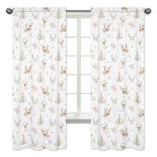 Curtains with a sheer fabric provide privacy, while letting daylight through and help you feel connected with the world outside the window. Blush Pink Mint Green And White Boho Window Treatment Panels Curtains For Woodland Deer Floral Collection By Sweet Jojo Designs Set Of 2 Only 54 99