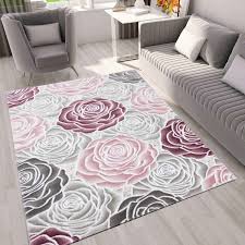 .amazon für teppich rosa grau lammfell teppich pastell rose rosa kunstfell schaffell imitat wohnzimmer schlafzimmer kinderzimmer 850 in und outdoor design teppich. Moderner Wohnzimmer Teppich Rosen Muster In Rosa Grau Creme Vimoda Homestyle