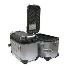 X-LAND ALUMINIJSKI BOCNI KOFERI ZA MOTOR 38L+32L STICKER SILVER