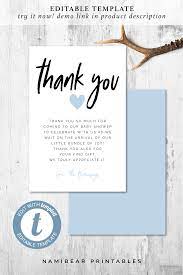 The most common thank you cards baby shower printable material is paper. Instant Download Baby Blue And Gray Thank You Cards Boy Baby Shower Thank You Printable Thank You Card 4x6 Postcard Style Or Folded Thank You Cards Paper Party Supplies Deshpandefoundationindia Org