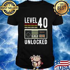 Level 40 unlocked gamer 40th birthday gift idea. Level 40 Unlocked Birthday Shirt Video Gamer 40th Bday Gifts T Shirt Hoodie Sweater Long Sleeve And Tank Top