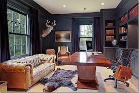 Dream Office Minus The Bear Skin Rug Cozy Home Office Masculine Home Offices Gray Home Offices
