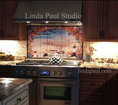 Colonial ceramic tile mural for a kitchen backsplash, tabletop or wall from mexico. Italian Tile Murals Tuscan Backsplash Tiles