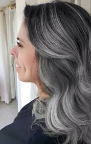 Grey Transition I D Go Lighter With Grey Roots And White Ends Hair Highlights Balayage Hair Gray Balayage