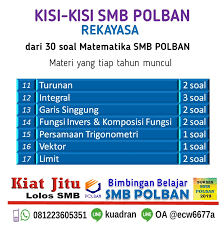 Maybe you would like to learn more about one of these? Sukses Smb Polban Kisi Kisi Soal Smb Polban 2020