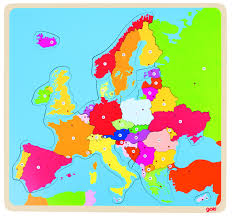 Trasee si distante rutiere europene. Puzzle Cu Harta Europei Si Legenda Cu Steaguri Si Tari