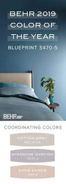 Discover The Welcoming Blue Tone Of Blueprint The Behr 2019 Color Of The Year In This Master Bedroom Design Behr Colors Color Of The Year Colorful Interiors