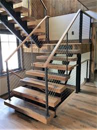 Cable railing systems for stairs. Double Beam Staircase With Cable Railing System Finelli Ironworks