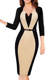 Black Dress 3 4 Sleeve Knee Length 3 4 Sleeve Patchwork Knee Length Women S Pencil Dress Cheap Dresses Casual Cheap Black Dress Classy Dress Outfits