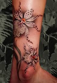 Right Ankle Orchid Tattoo