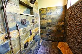 The shower curtain will keep water from splashing onto the bathroom floor, keeping it clean and dry these give a stylish transformation to your bathroom with this slate blue grey shower curtain. Stone And Slate Shower Architectural Justice