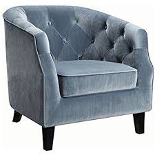 Amazon Com Coaster Velvet Upholstered Tufted Accent Chair In Dusty Blue Kitchen Amp Dining Blue Accent Chairs Blue Velvet Accent Chair Accent Chairs