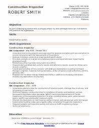 construction inspector resume samples