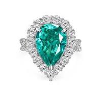 Halo Pear Paraiba Tourmaline Twisted Pave Sterling Silver Ring
