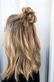 Half Up Half Down Messy Bun Kapsels Kapsel Lang Haar Opgestoken Half Opgestoken Kapsel