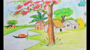 How To Draw A Scenery Of Spring Season Step By Step Easy Drawing For Kids Easy Drawings Drawing For Kids Easy Drawings For Kids