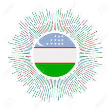 The flag of uzbekistan comprises of three flat blue, white and green stripes detached by two thin red fimbriations with a crescent moon and twelve stars at the canton. Uzbekistan Sign Country Flag With Colorful Rays Radiant Sunburst Royalty Free Cliparts Vectors And Stock Illustration Image 138229050