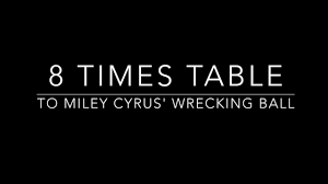 8 Times Table Set To Miley Cyrus Wrecking Ball Math Songs Times Tables Teach Times Tables