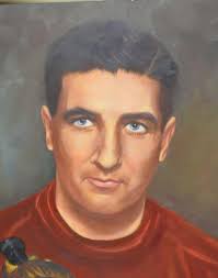 Original painting Detroit Red Wings HOF Marty Barry Olympia Stadium 1960s