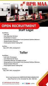 Scopri ricette, idee per la casa, consigli di stile e altre idee da provare. Lowongan Kerja Staff Legal Teller Pt Bpr Mandiri Artha Abadi Pati April 2019 Loker Swasta